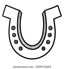 Hand drawn doodle horseshoe isolated on white background. Vector illustration.