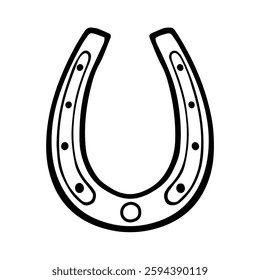 Hand drawn doodle horseshoe. Traditional symbol of good luck and prosperity, western element. Symbol of St. Patrick s Day Festival. Isolated vector illustration