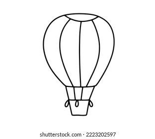 Hand drawn doodle hot air balloon  Air transport for travel  Vector sketch Isolated white background for coloring book