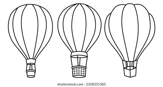 Hand drawn doodle of hot air balloon isolated on white background. Air transport for travel vector hand-drawn.