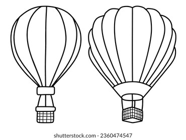 Hand drawn doodle of hot air balloon isolated on white background. Air transport for travel vector hand-drawn.