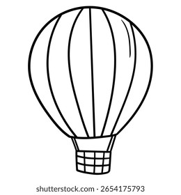Hand drawn doodle hot air balloon isolated on white background. Vector illustration.