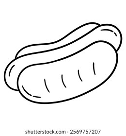 Hand drawn doodle hot dog isolated on white background. Vector illustration.