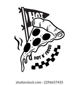 Hand drawn doodle Hot pizza. Doodle vector.