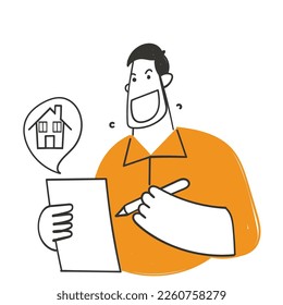 ilustración vectorial del documento de la casa de doodle dibujado a mano
