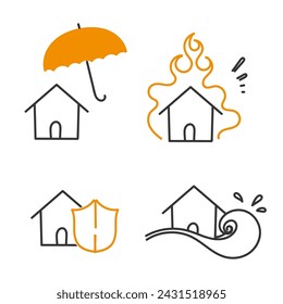 hand drawn doodle house insurance related illustration vector