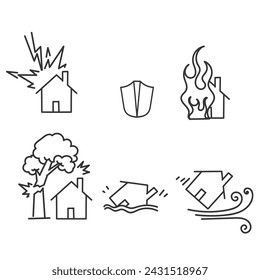 hand drawn doodle house insurance related illustration vector
