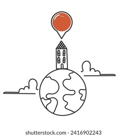 símbolo gps de ubicación de la posición del doodle dibujado a mano