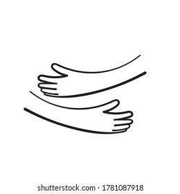 hand drawn doodle hand and hug gesture illustration vector 