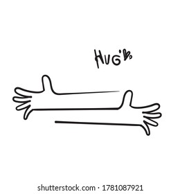 hand drawn doodle hand with hug gesture illustration vector 