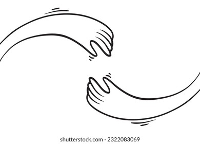 mano de doodle dibujada a mano con ilustración vectorial de gestos de abrazo

