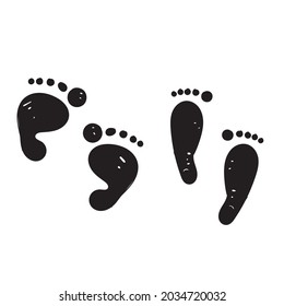 hand drawn doodle human foot step or footprint illustration vector