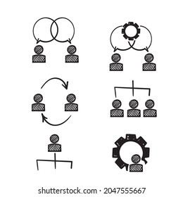 hand drawn doodle Human resources related line icon set illustration
