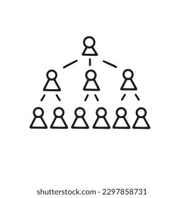 doodle dibujado a mano Icono de línea de recursos humanos. Contratación, gestión de oficinas y estructura de empresas en vectores de estilo doodle