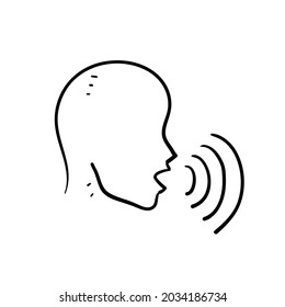 hand drawn doodle human voice symbol for voice command sign illustration vector isolated