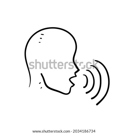 hand drawn doodle human voice symbol for voice command sign illustration vector isolated