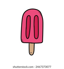 Hand drawn doodle ice cream stick isolated on white background. Vector illustration.
