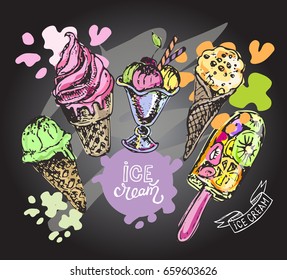 Hand drawn doodle ice cream illustration