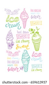 Hand drawn doodle ice cream illustration