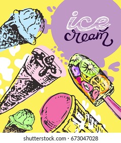 Hand drawn doodle ice cream illustration. Ice cream is always a good idea.