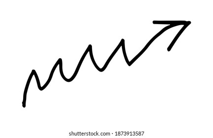 Icono de doodle dibujado a mano. Ilustración vectorial de flecha. Elemento Scribble aislado en el fondo blanco. Dibujo simple
