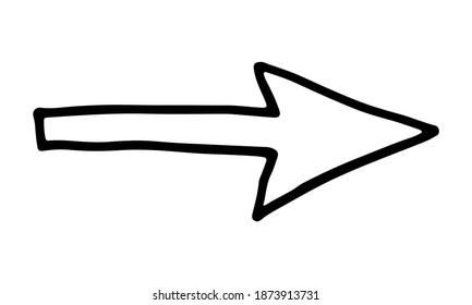 Icono de doodle dibujado a mano. Ilustración vectorial de flecha. Elemento Scribble aislado en el fondo blanco. Dibujo simple