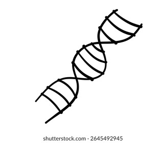 Hand drawn doodle icon of DNA structure. Outline chemical and medical symbol. Simple sketch style molecular biology clipart. Vector line illustration. Isolated on white.