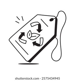 A hand drawn doodle icon of eco tag