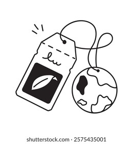 A hand drawn doodle icon of eco tag