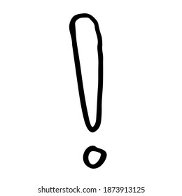 Hand drawn doodle icon. Exclamation mark vector illustration. Scribble element isolated on white background. Simple drawing