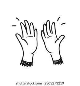 Hand drawn doodle icon of hands. Vector illustration isolated on white background. EPS 10