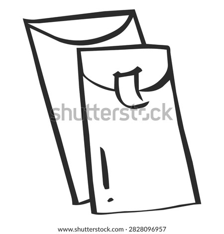 A hand drawn doodle icon of pair of blank red envelopes, a bold outline illustration for Mid-Autumn Moon Festival.
