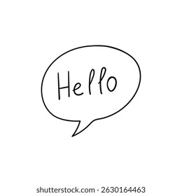 hand drawn doodle icon speech bubble with phrase hello