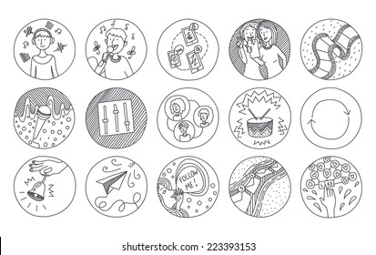 Hand Drawn Doodle Icons: multimedia