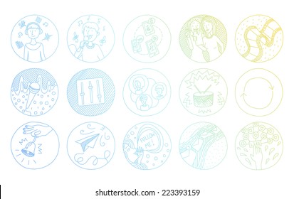 Hand Drawn Doodle Icons: multimedia