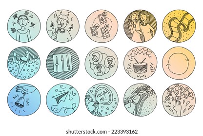 Hand Drawn Doodle Icons: multimedia