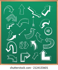 Hand drawn doodle icons on chalkboard illustration