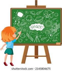 Hand drawn doodle icons on chalkboard illustration