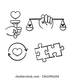 hand drawn doodle Icons Related to Harmony Relationships isolated background