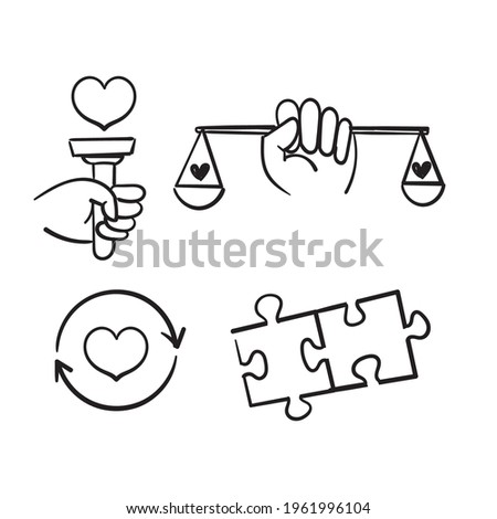 hand drawn doodle Icons Related to Harmony Relationships isolated background