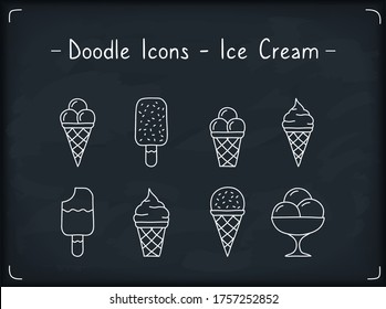 Hand drawn doodle icons set - ice cream, vector eps10 illustration
