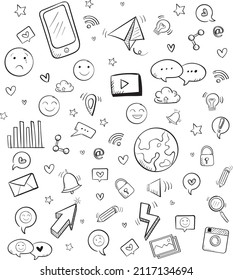 Hand drawn doodle icons set illustration