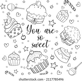 Hand drawn doodle icons set illustration