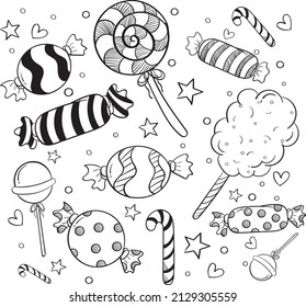 Hand drawn doodle icons set illustration