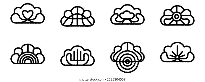Hand drawn doodle icons set of cloud vector collection