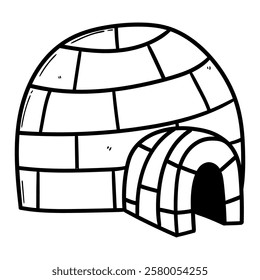 Hand drawn doodle igloo isolated on white background. Vector illustration.