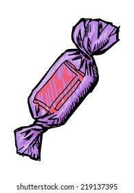hand drawn, doodle illustration of candy