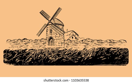Hand drawn doodle illustration of a country.