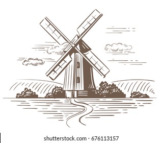 Hand drawn doodle illustration of a country