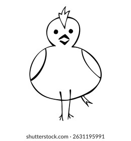 Hand drawn doodle illustration of funny bird.